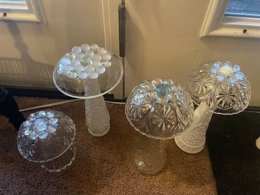 Glass Mushroom Upcycled Glass Mushroom Recycled Glass Mushroom Glass