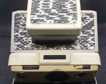 Repuesto de cuero con estampado de serpiente en relieve para cámara Polaroid SX-70