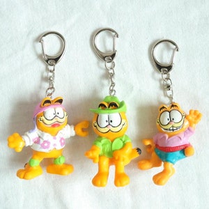 Vintage 80s Garfield PVC Figures McDonald's Toys Upcycled Keychains