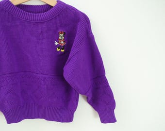 Vintage Disney Minnie Maus Lila Strick Top / Größe 46 / Made in Canada
