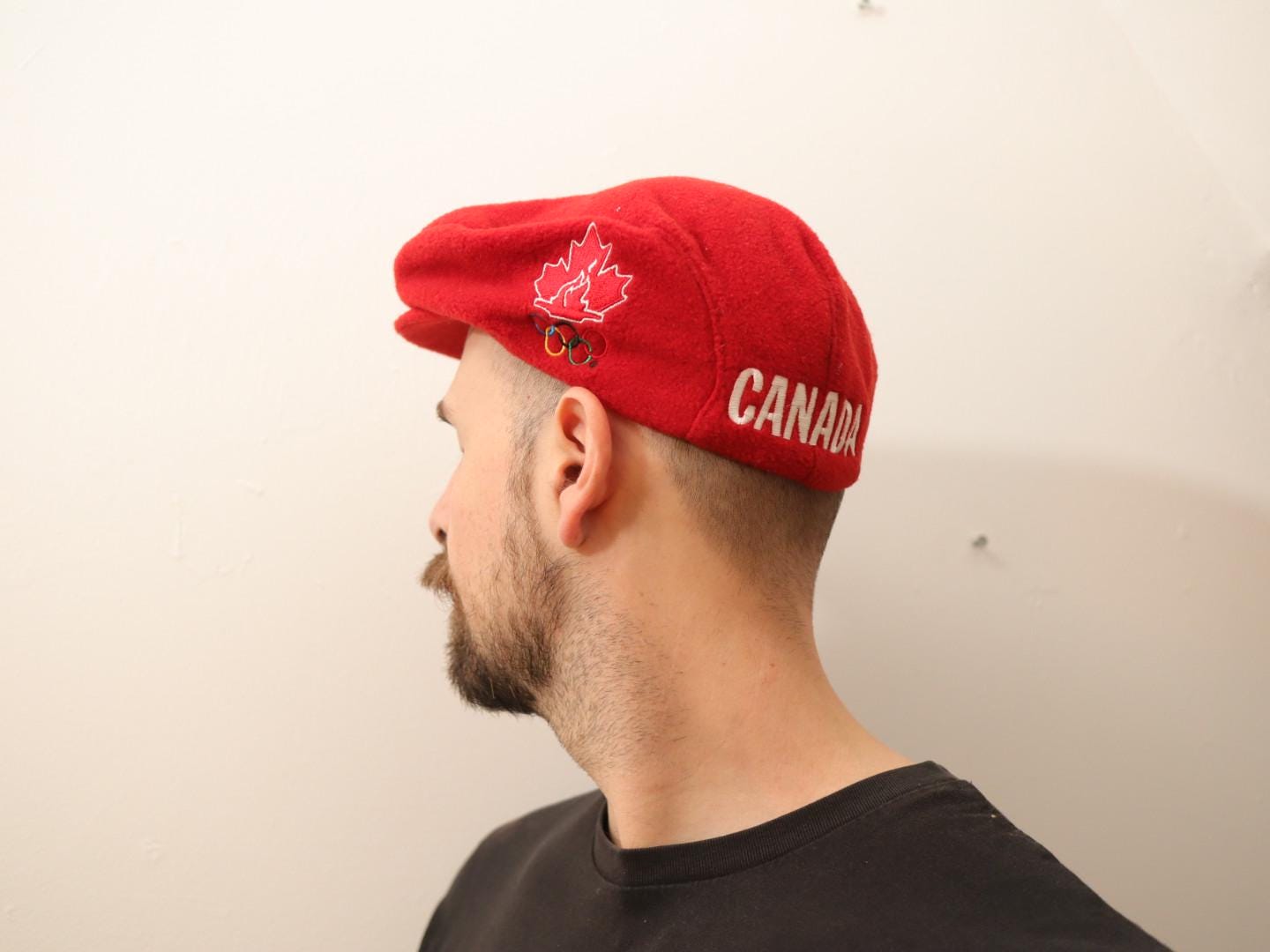 90s Roots Athletic Olympic Nordic Fleece Hat Poor Boy Beret Canada Nagano Red S 1998 Team Canada Roots Olympic Beret Red Hat Canadian  main image 3