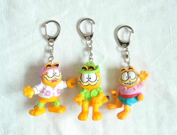 Vintage 80s Garfield PVC Figures McDonald's Toys Upcycled Keychains
