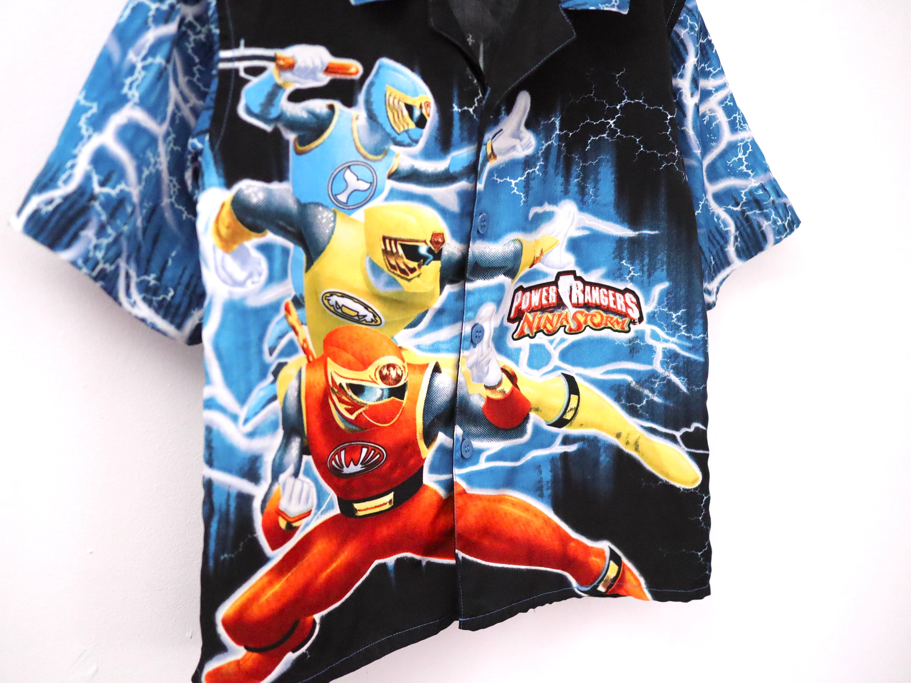 03' POWER RANGERS Ninja Strom Kids Oversized Button-up Short Sleeve ...