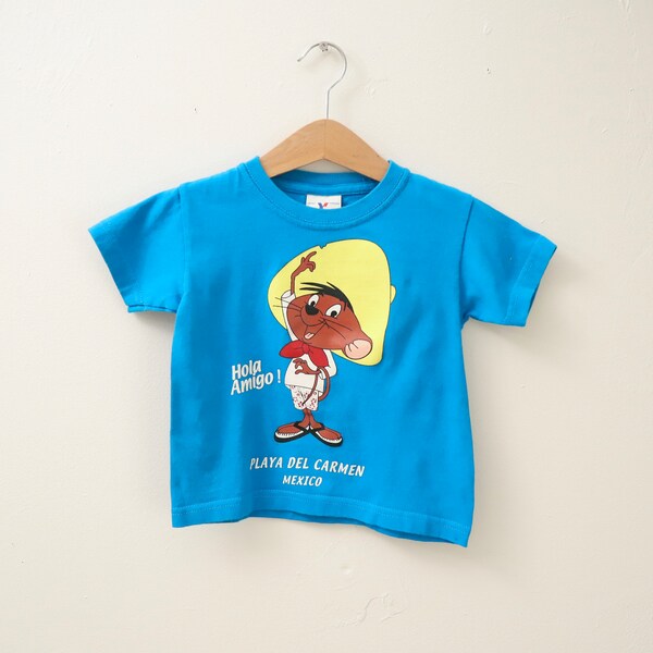 Retro Hola Amigo! Mexican Speedy Gonzales blue T-shirts / Size 2T / kids baby toddler Warner Bros.