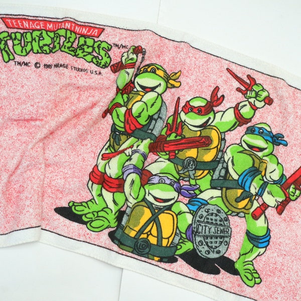 Petite serviette de bain de plage Teenage Mutant Ninja Turtles, vintage des années 80, 18 x 36 po, fabriquée au Brésil, neuve jamais lavée
