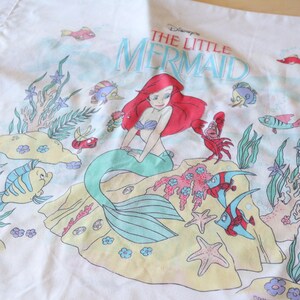 Vintage "The Little Mermaid" Twin Flat Sheet + Fitted Bed Sheet + 1 Pillowcase Set / Bedding kids Disney room 90s image 9