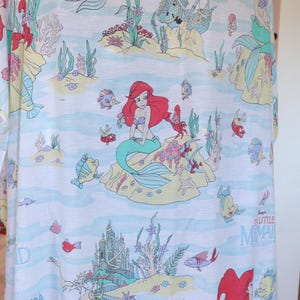 Vintage "The Little Mermaid" Twin Flat Sheet + Fitted Bed Sheet + 1 Pillowcase Set / Bedding kids Disney room 90s image 2