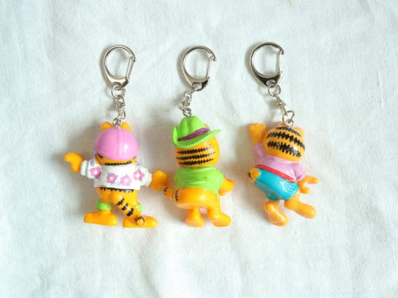 Vintage 80s Garfield PVC Figures McDonald's Toys Upcycled Keychains View 2