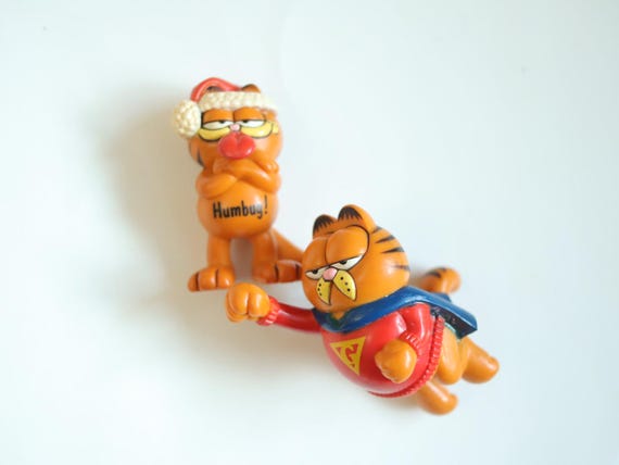 Vintage 80-90s Garfield PVC Figures Toy / Superman, Christmas / Keychains Option is Available!