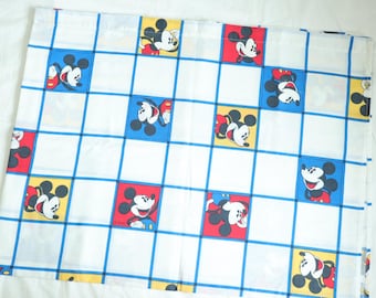 Vintage Disney jaren 90 Mickey Mouse kleurblok TWIN vlakke plaat / Made in Canada