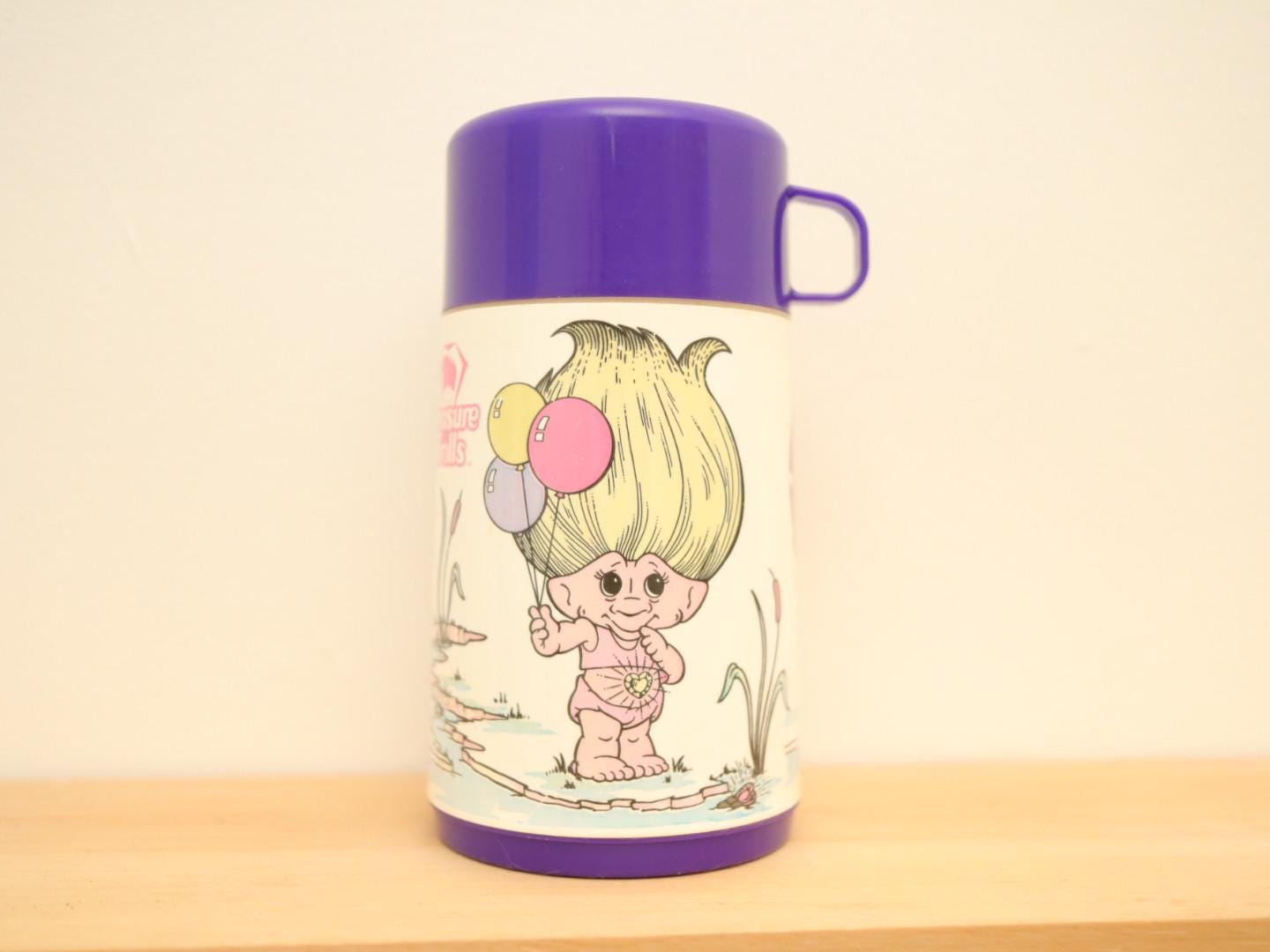 Vintage 90s Treasure Trolls Thermos with Cup / 1992 Ace Novelty Lunchbox Thermos Tumbler