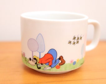 Vintage Disney Goofy Spring Flower Ceramic Mug / Made in Japan