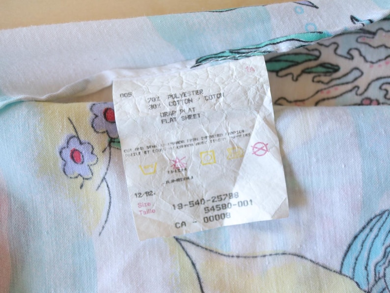 Vintage "The Little Mermaid" Twin Flat Sheet + Fitted Bed Sheet + 1 Pillowcase Set / Bedding kids Disney room 90s image 6