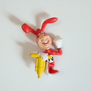 1988年製ヴィンテージ ドミノ・ピザ NOID ジャック・ハンマー付きおもちゃフィギュア - アップサイクルキーホルダーオプション