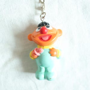 80s Baby Ernie from Sesame Street / Vintage 80s PVC Figure Toy Upcycled Keychain / 2-2.5 inch