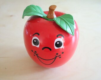 Vintage 1972 Fisher Price Happy Apple Short Stem Roly Poly Chime Toy / Working