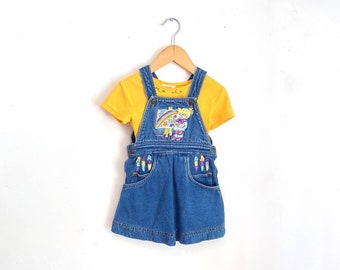 Vintage painting girl overskirt + yellow flower T-shirts SET / Size 18-24M