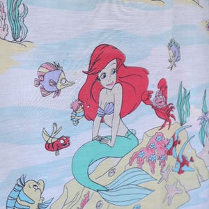 Vintage "The Little Mermaid" Twin Flat Sheet + Fitted Bed Sheet + 1 Pillowcase Set / Bedding kids Disney room 90s image 4