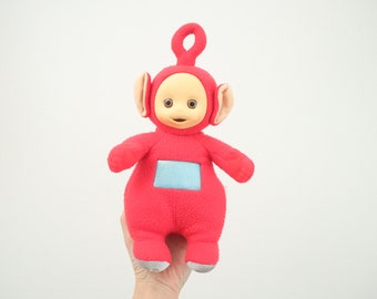 Vintage 90s TELETUBBIES Po Rubber Face Red Soft Plush Doll Toy 12 inch