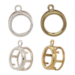 Back set 8mm round faceted Easy-to-Use DIY solid 925 Sterling Silver or 14k Yellow Gold Filled drop bezel setting finding 1 piece