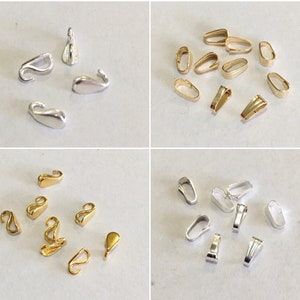 DIY Teardrop or Snap Bail for pendants solid 925 Sterling Silver or 14k Yellow Gold Filled - 1 piece