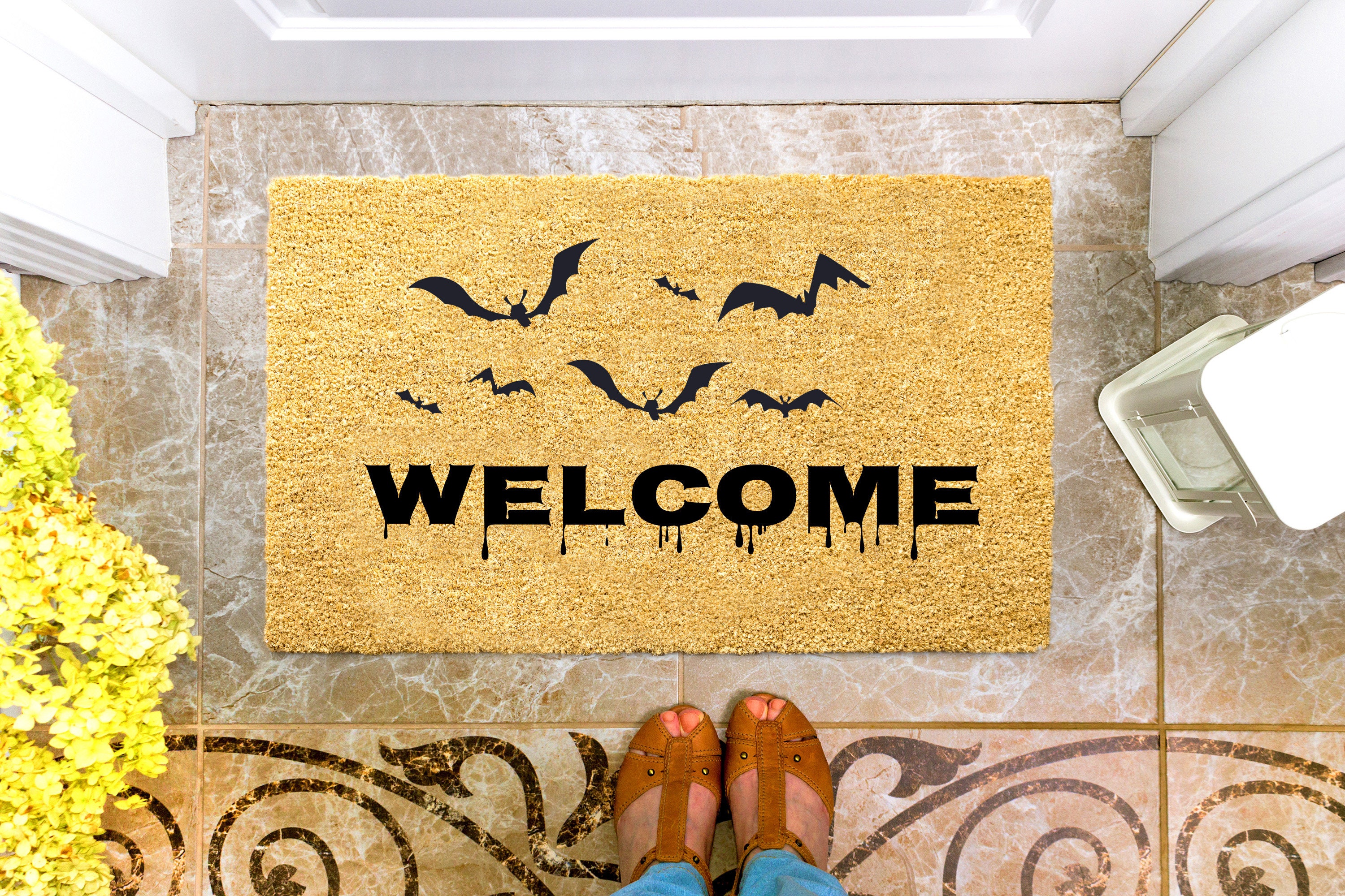 Doormat Halloween Doormat Bat Mat Bat Doormat Etsy