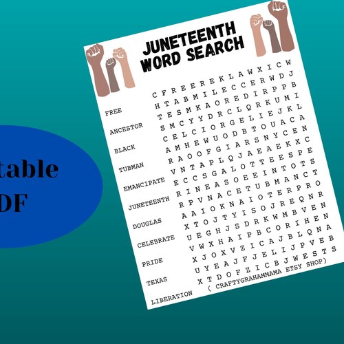 juneteenth word search etsy australia