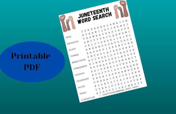 juneteenth word search etsy