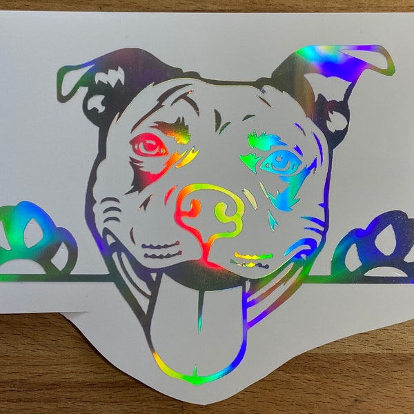 Pitbull Peeking - Vinyl Sticker/Decal