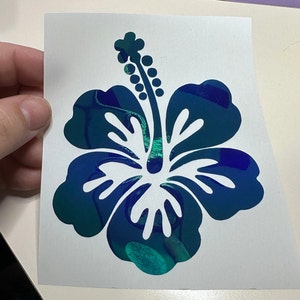 Hibiscus flower Vinyl Sticker/Decal Holographic Blue/Grn