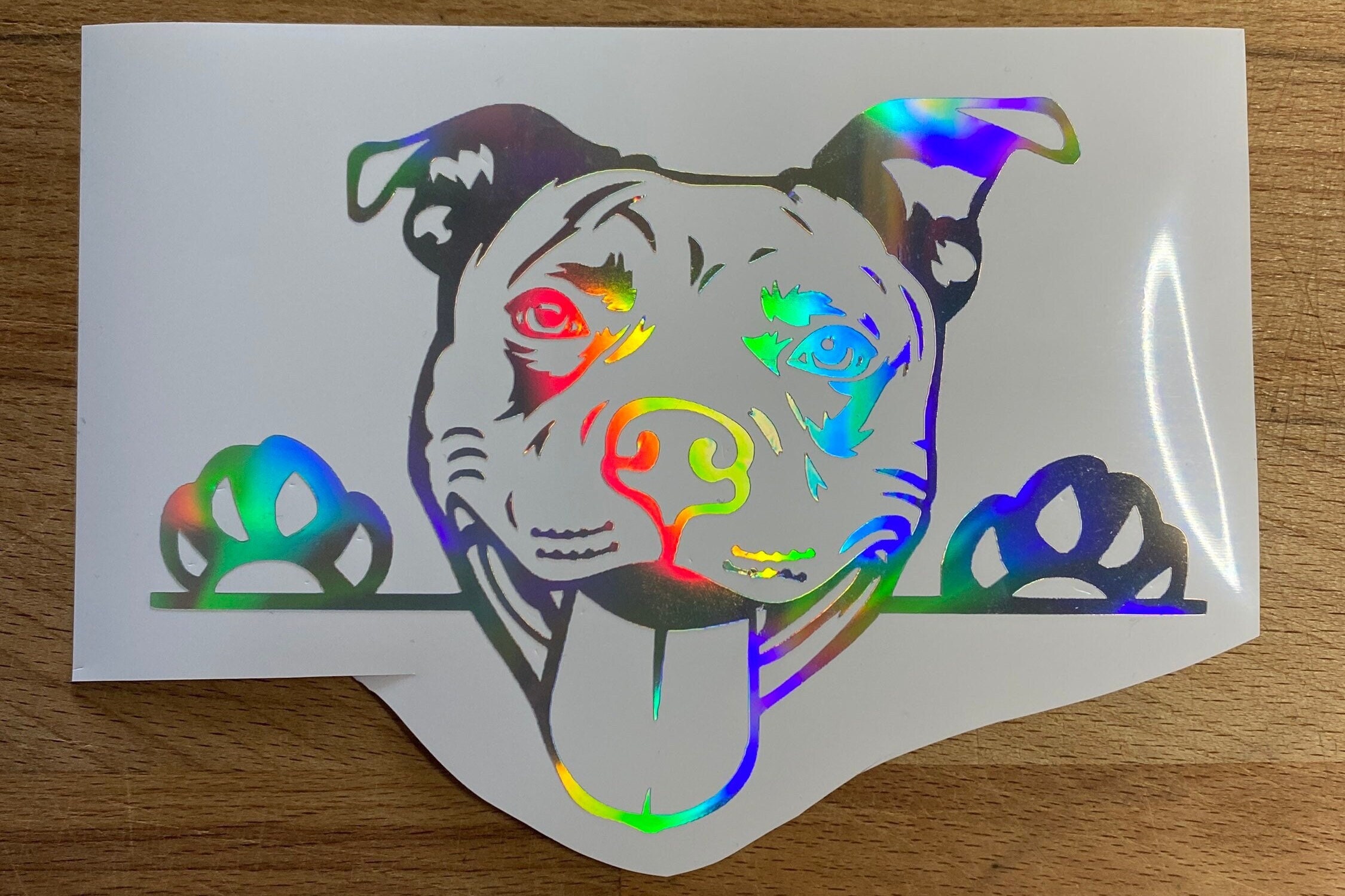 Pitbull Peeking - Vinyl Sticker/Decal