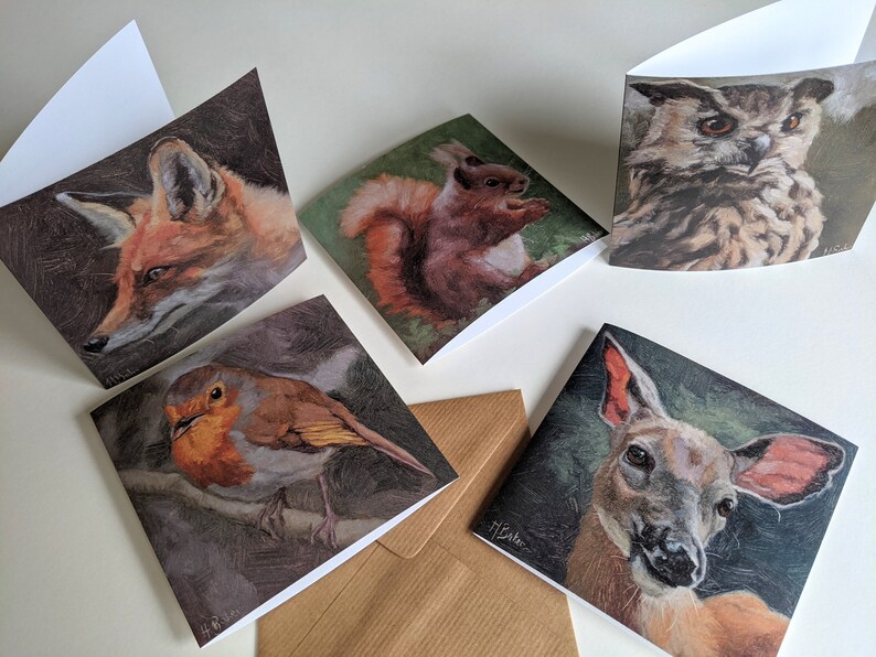 Set of 5 Greeting Cards Blank Inside 5x5in Original Etsy UK