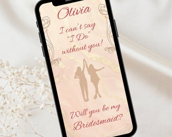 Will you be my Bridesmaid? Evite digital invite Bridesmaid invite, Bridal party evite, wedding, bridal shower, Bridesmaid phone invite