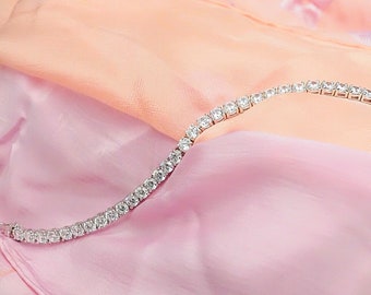 Diamond Accent Tennis Bracelet: Sterling Silver 925, 7 Inch