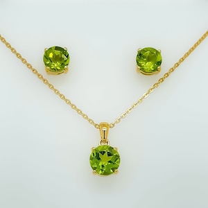 Peridot Necklace | Peridot Earrings | Peridot set | August birthstone | Green Peridot Stone | 14k Gold over Silver 925 | Prosperity Stone