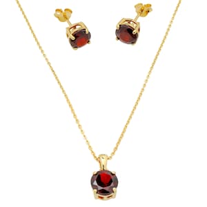 Gorgeous Faceted Garnet in 14K Gold Necklace | Garnet Earrings 14K Gold | Garnet Necklace | January Birthstone | Birthday or gifts for her