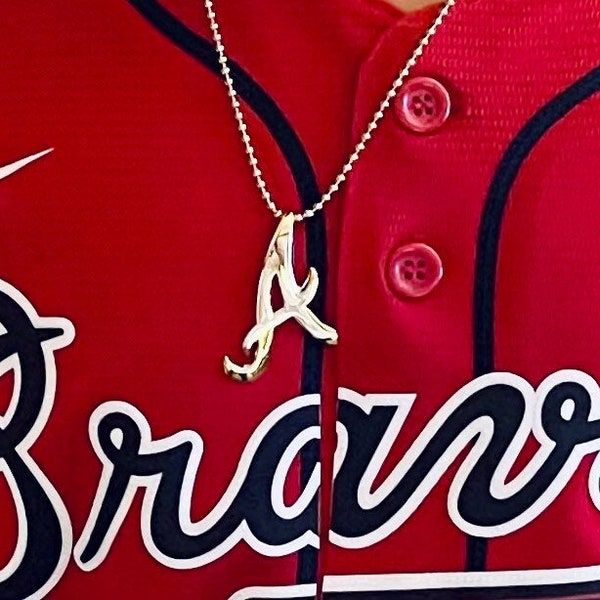 Atlanta Braves Champions “A” pendant | 14K Gold Vermeil | 925 Sterling Silver Rhodium Plated | Mens & Women’s pendant | World Series