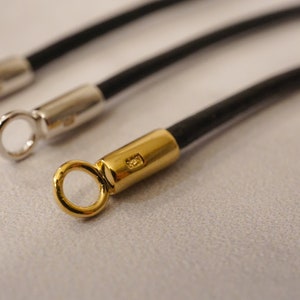 Genuine Black Leather Cords 925 14K Gold Clasps Men's & Woman Leather rope 2.25mm Thick Long Cords Choker 14in up to 36in cord image 6