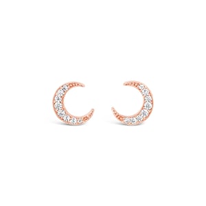 Moon earrings 18k gold crescent stud earrings rose gold earrings pink moon studs 925 moon earrings black moon earrings black diamond studs