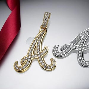 14k Gold &#39;A&#39; Pendant Necklace: Atlanta Braves Baseball Gift
