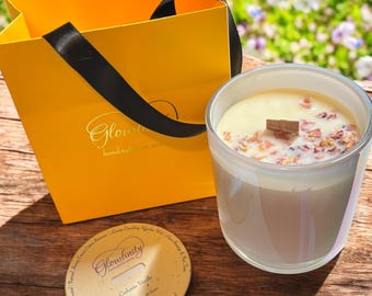 Cocoa Crème Beeswax Candle: Aura Vessel, Wooden Wick, Essential Oils