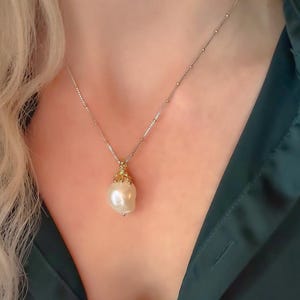AAA Baroque Pearl Necklace: 14K Gold Vermeil Sterling Silver Chain