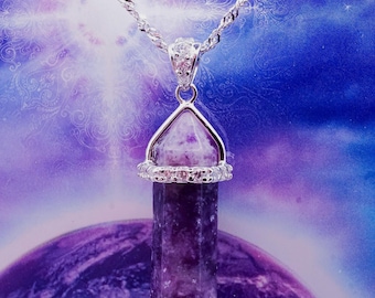 Lepidolite Crystal Necklace: 18K Gold Vermeil, 925 Pendant