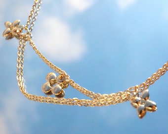 Dainty Clover Bracelet: 18K Gold Plated Sterling Silver Chain