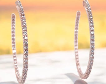 Handmade Rose Gold Vermeil Hoop earrings gold hoop earrings sterling silver 925 embellished sparkling hoop earrings lightweight handmade