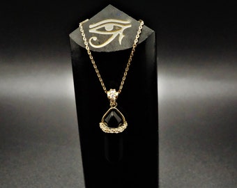 Black Obsidian 14k Gold pendant necklace 925 obsidian mens pendant women’s black obsidian necklace gif empath protection clearing pendant