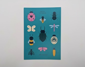 A5/A4 Beetles, Butterflies and Other Bugs Digital Print, Wall Art, Nature Decor, Nursery Print