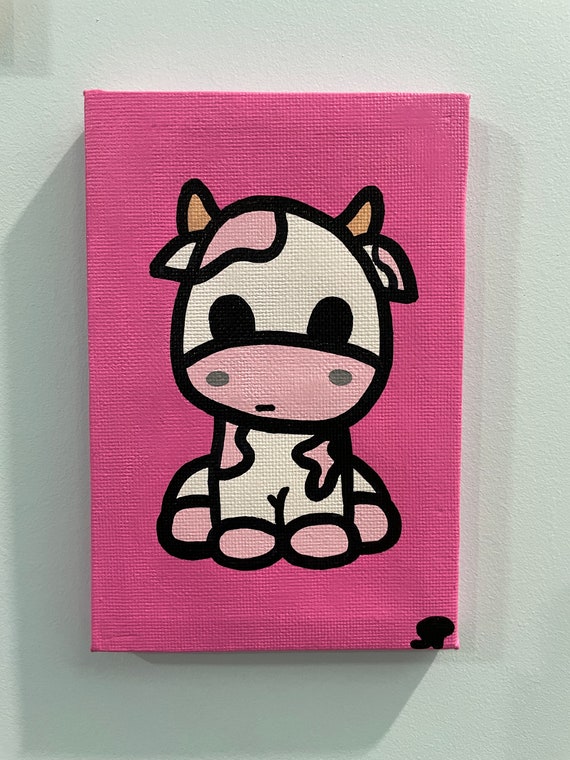 Acrylic “Cute Cow” Painting on 8x10 Canvas By M.G