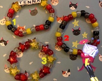 Tenna and Spamton themed Kandi - made to order