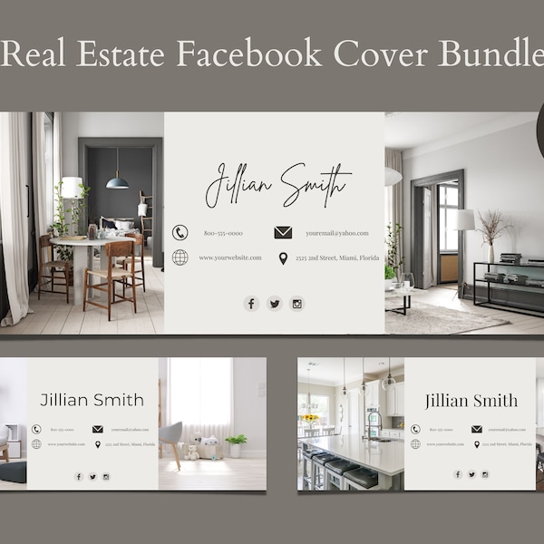 Modern Realtor Facebook Covers | Realtor Marketing | Editable Facebook Cover | Canva Template | Real Estate Branding | Facebook Timeline